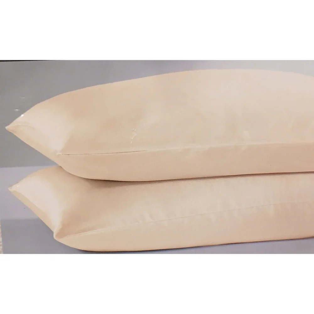 2 Pc Beautyrest STANDARD Satin Pillowcase Champagne Beige Silky Therapy Hair NEW